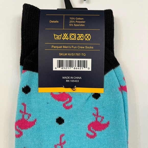 Men's Crew Socks -Flamingo -AQ/PK- NWT - Picture 3 of 3